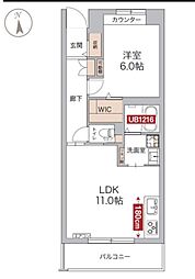 リージュ 3階1LDKの間取り