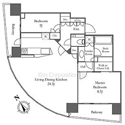 パークコート赤坂檜町ザタワー 2LDKの間取図画像