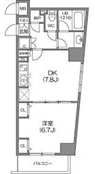 アジールコート中野坂上 2階1DKの間取り