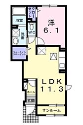 アリエッタ 1階1LDKの間取り