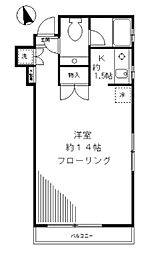 アザブイーストコート 1Kの間取図画像