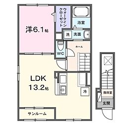 セレニテ東豊田 2階1LDKの間取り