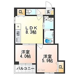 F asecia Kuulei 1LDKの間取図画像