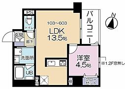 コンフォートスクエア川崎 4階1LDKの間取り