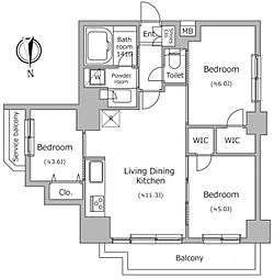 ドゥーエ南千住 6階3LDKの間取り