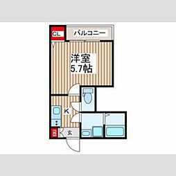 グランバリエ小川 1階1Kの間取り