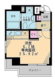 サンリュミエSEIKOH 3階ワンルームの間取り