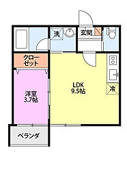 Rooms南万代 1LDKの間取図画像