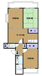 ビューテラス橘 3DKの間取図画像