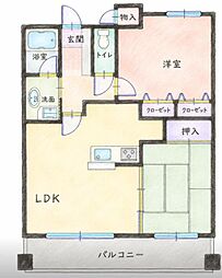 アーサヒルズ 2LDKの間取図画像