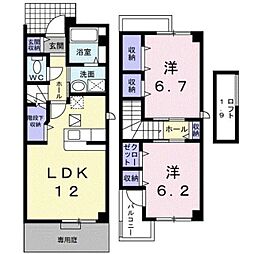 サンワードI 1階2LDKの間取り