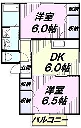 多摩都市モノレール 上北台駅 徒歩2分の賃貸アパート 2階2DKの間取り