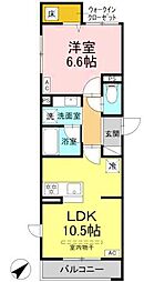 D'Bless中野島 1LDKの間取図画像