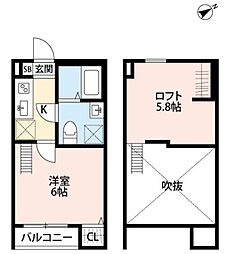 Fairy東村山 1Kの間取図画像