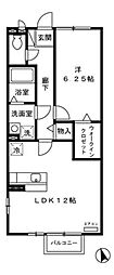 クレール四季彩の丘　六番館 2階1LDKの間取り