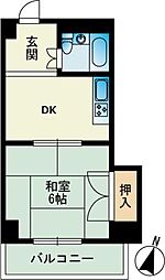 サンアイマンション 1DKの間取図画像