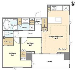 Mトリアノン 8階2LDKの間取り