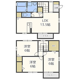 メープルコート　Ａ棟 1階3LDKの間取り