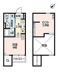 JR阪和線 百舌鳥駅 徒歩13分の賃貸アパート 1階ワンルームの間取り