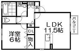 コンフォートくすは 1LDKの間取図画像