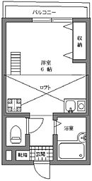 フィールドハイツ東伏見 2階ワンルームの間取り