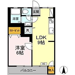 高石マンション 1LDKの間取図画像