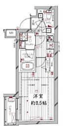 レガリス洗足池 1Kの間取図画像