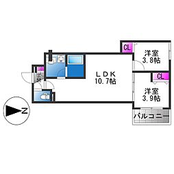 D porta granz 2LDKの間取図画像