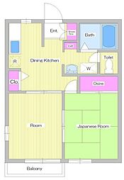 グランメール 2DKの間取図画像
