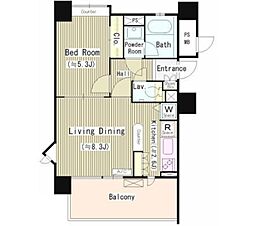 インザガーデン 5階1LDKの間取り