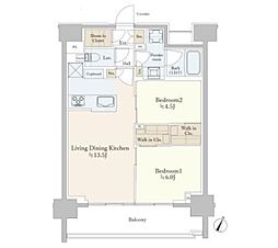 ルフォンリブレ板橋本町 10階2LDKの間取り