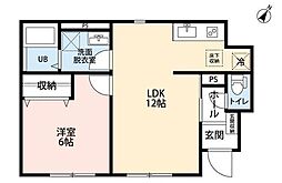 リーブルファイン川口辻III 1LDKの間取図画像