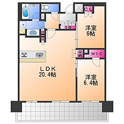 ブランズタワー羽衣 2LDKの間取図画像