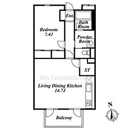 メナハウス久我山 1LDKの間取図画像