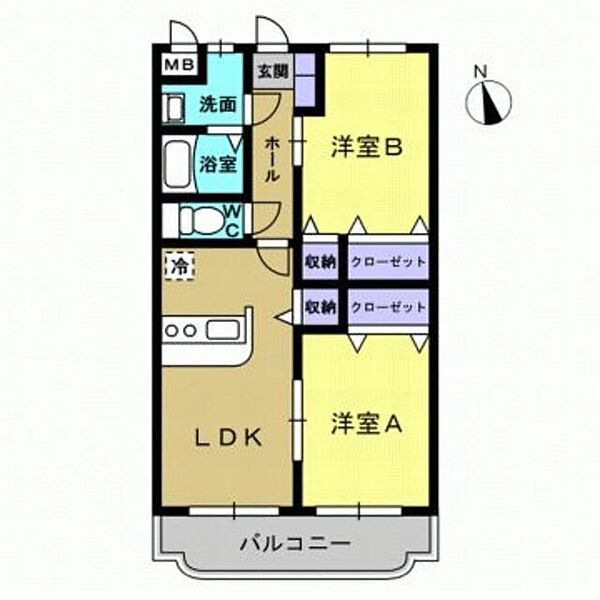 Ｙ＆Ｍアクアフォール 104｜茨城県結城市新福寺５丁目(賃貸マンション2LDK・1階・53.57㎡)の写真 その2