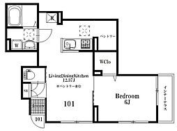 メゾンドフラーズ 1LDKの間取図画像