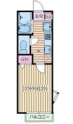 セイコーハウスB 1Kの間取図画像