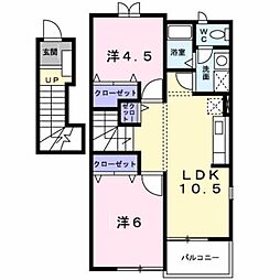 リバーパーク2 2LDKの間取図画像