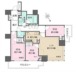 ザ・パークハウス三田ガーデンレジデンス&タワータワー棟 3LDKの間取図画像