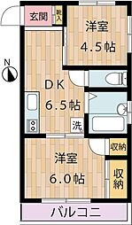 小山マンション 2DKの間取図画像