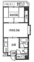 レジデンスBML横浜 2Kの間取図画像