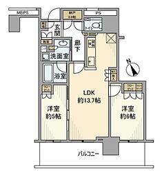 プラウドタワー小岩フロント 31階 2LDKの間取図画像
