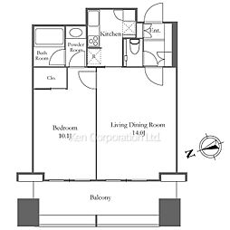 オランダヒルズ森タワーＲｏＰ 7階1LDKの間取り