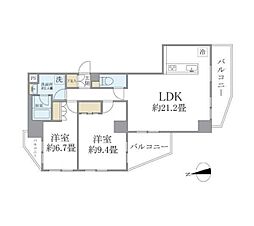IZM石神井公園 2LDKの間取図画像