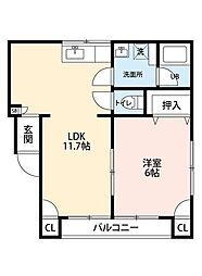 向野コーポ 1LDKの間取図画像