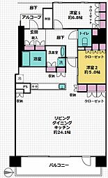 ブルーハーバータワーみなとみらい 2LDKの間取図画像
