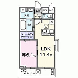 ベルアージュ 1LDKの間取図画像