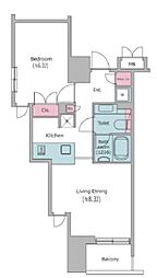 レジディア文京本駒込 3階1LDKの間取り