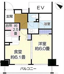 オーベル月島リバージュグラン 1LDKの間取図画像