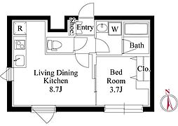 新宿区大久保2丁目マンション 1LDKの間取図画像